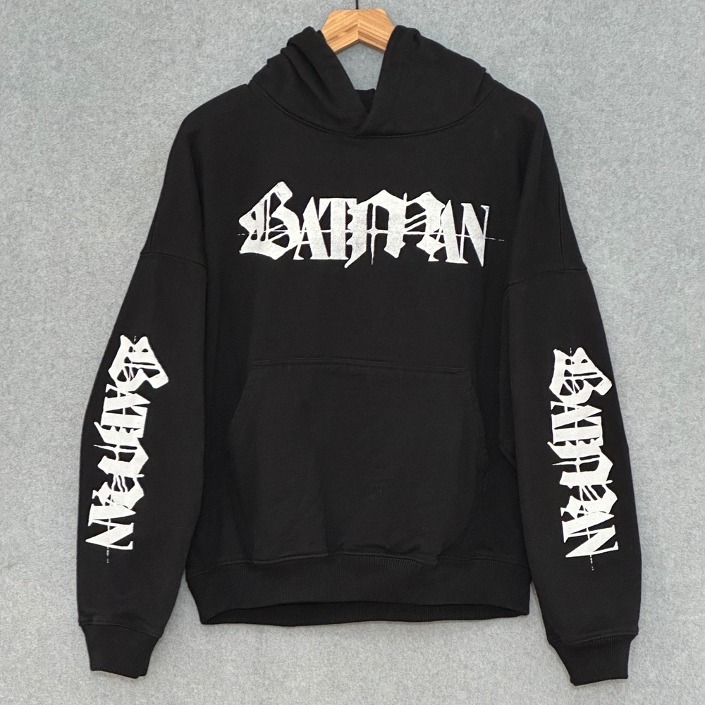 Goat Crew Batman Graphic Hoodie Black Gothic Font Oversized Small Mens
